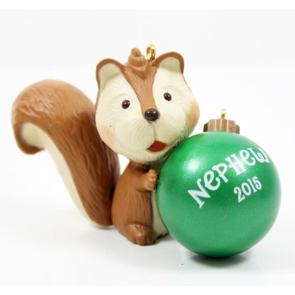 Hallmark Keepsake 2015 Nephew Squirrel w/Green Ball Christmas Ornament w/Box - Picture 2 of 7